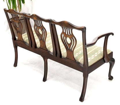 19th Century Triple Ball & Claw Armchair Style Settee Bench Sofa Chippendale
