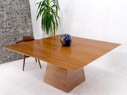 Large Modern Studio Square Walnut Pyramid Shape Base Dining Conference Table