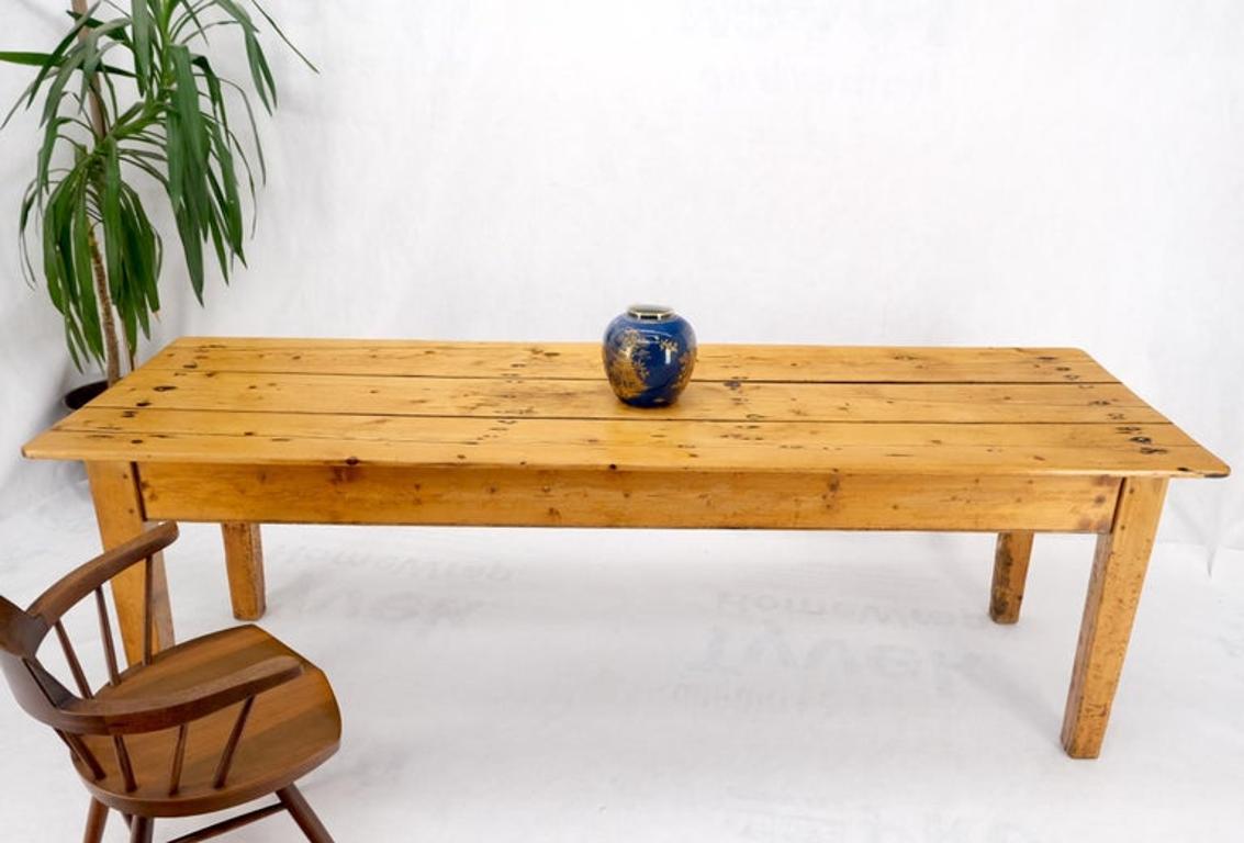 Large Antique Waxed Pine Harvest Farm Dining Table Primitive Natural