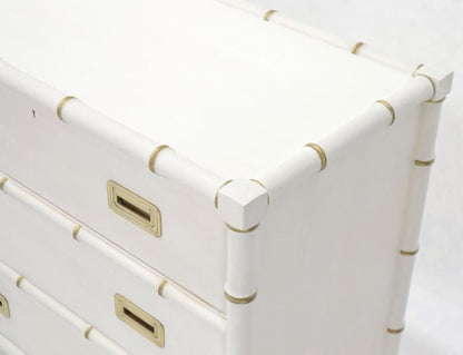 Pair of White Lacquer Brass Hardware Bachelor Chest with Suspended Brass Vanity
