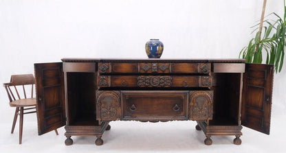 Jacobean Fine Carved Oak Sideboard Credenza Buffet Cabinet Mint