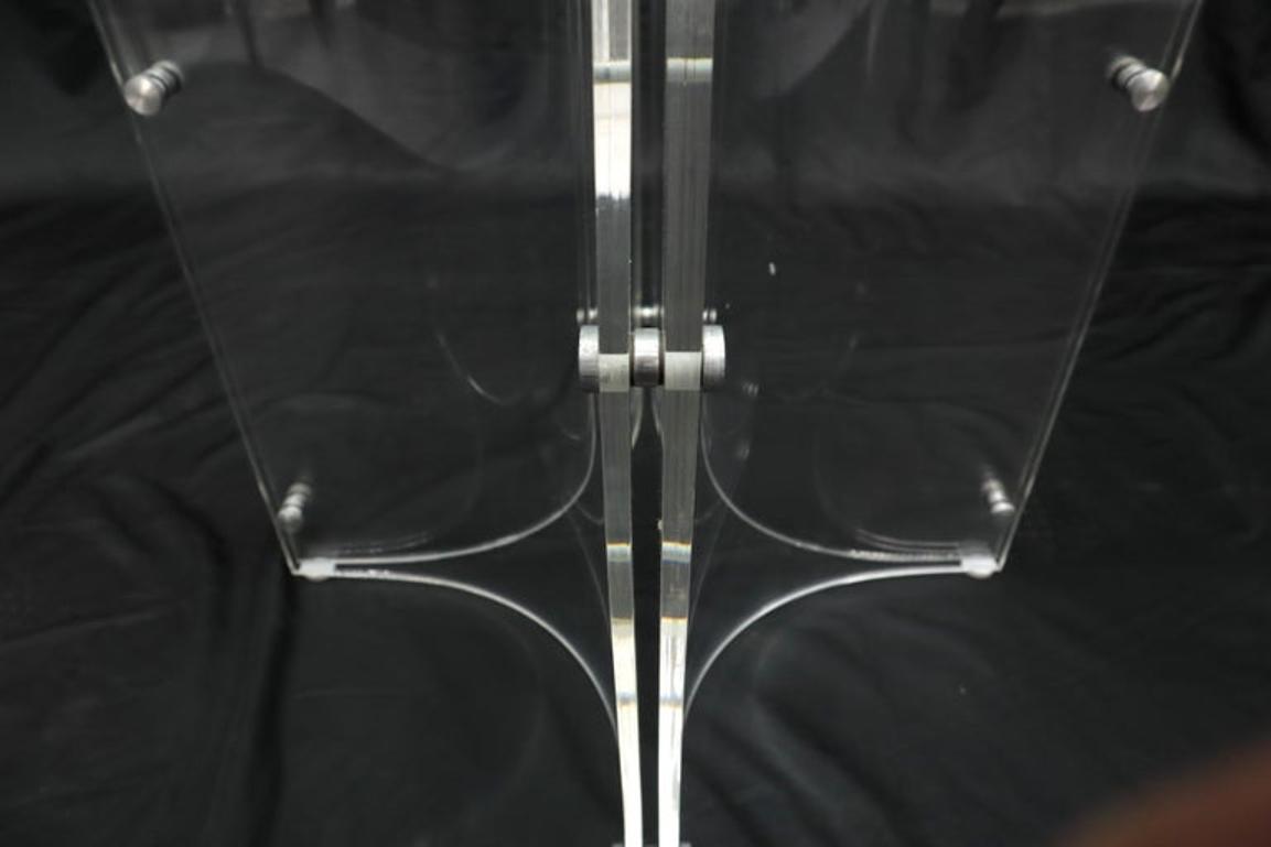 Tulip Chrome Base Lucite Seats Set of 4 Chairs Dining Table with Glass Round Top