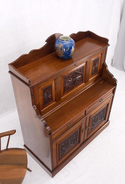 Large Walnut Victorian Secretary Bureau Cabinet Letter Shelves Bottom Storage