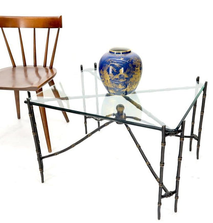 Bronze Faux Bamboo Glass Top Rectangular Coffee Table