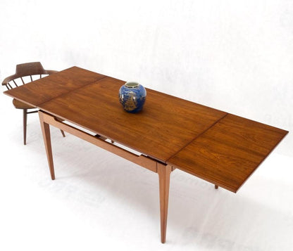 Danish Mid-Century Modern Teak Refectory Dining Table Two Leafs Mint!