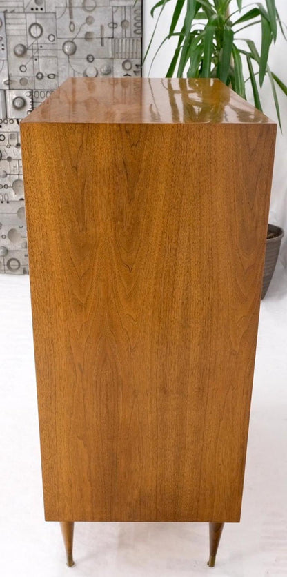 Walnut Tambour Doors Brass Hardware Serpentine Front 8 Drawers Dresser MINT!
