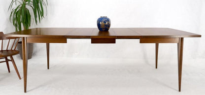 American Walnut Danish Modern Style Boat Shape Dining Table w/ 3 Leaves Mint