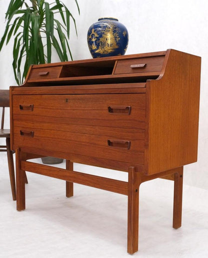 Danish Mid-Century Modern Teak Pull Out Secretary Desk Chest of Drawers Dresser