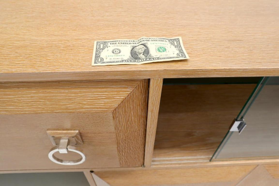 Cerused White Wash Oak Drop Front Secretary Desk Bookcase Credenza