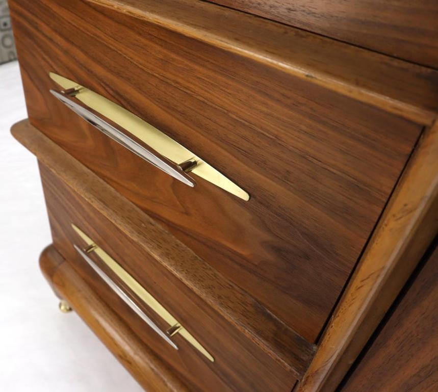 Sculptural Walnut Mid-Century Modern Long Dresser Credenza