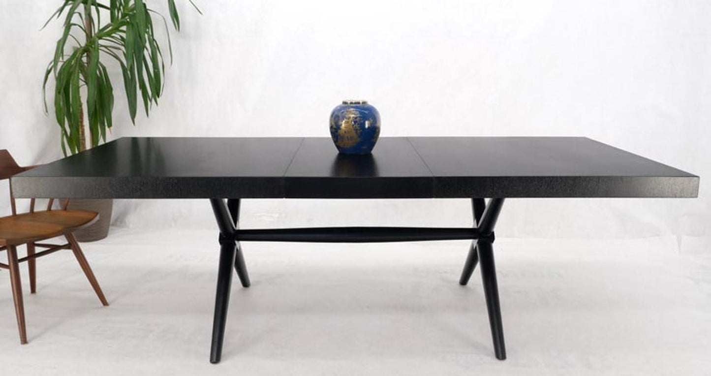 Black Lacquer One Leaf X Base Gibbings Trestle Dining Table by Widdicomb Mint