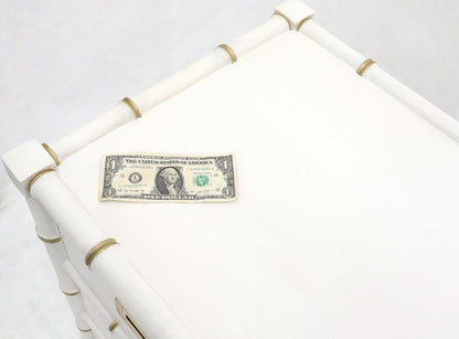 Pair of White Lacquer Brass Hardware Bachelor Chest with Suspended Brass Vanity