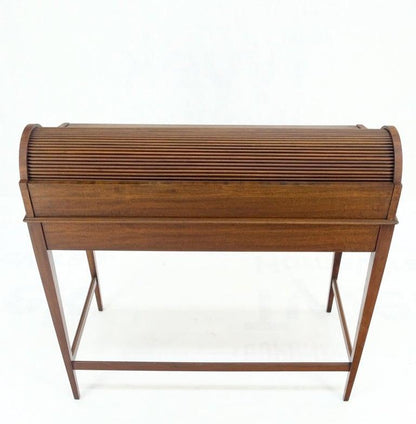Petit Roll Top Mahogany Mechanical Desk Writing Table Tapered Legs Mid Century