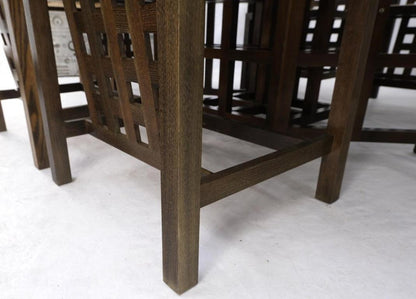 Brown Oak Cassina Macintosh Drop Leaf Dining Table 6 Rush Seat Chairs Set Mint