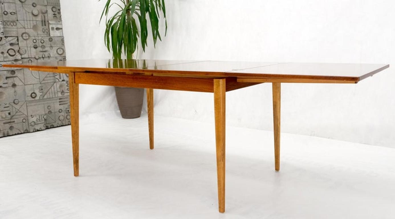 Rectangle Teak Danish Mid Century Modern Dining Table Flip Top  Sweden Made MINT