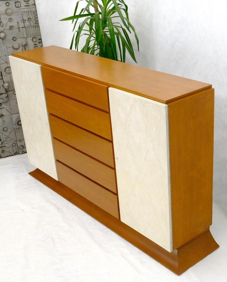 Art Deco 5 Drawers w/ 2 Secret Drawers 2 Leather Diamond Doors Compartment