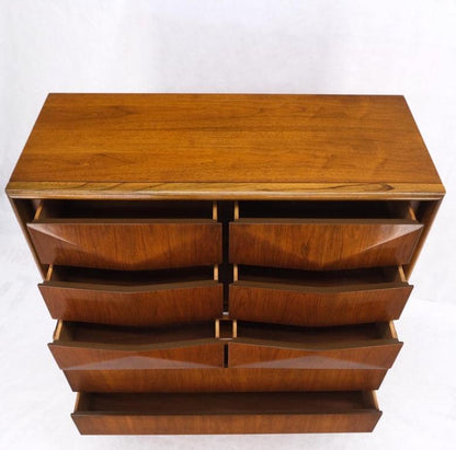 Mid-Century Modern Diamond Front Walnut 8 Drawers High Chest Dresser Cabinet