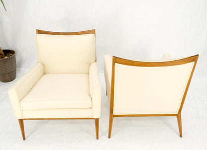 Pair of Mid Century Modern McCobb Chairs Newly Upholstered in Cream Virgin Wool