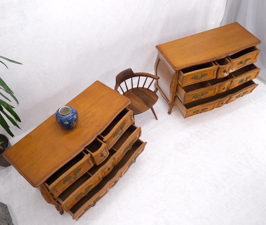 Pair Country French Bombay Shape Three Drawers Dressers Commodes Chests 3 Drawer