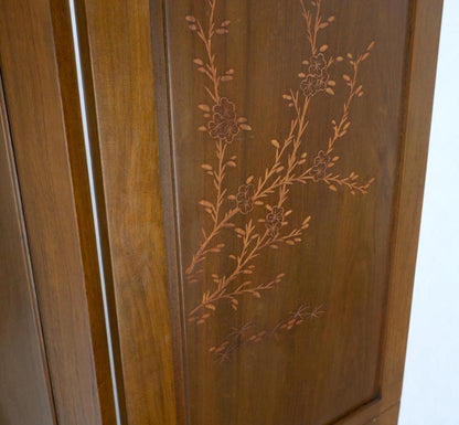 4 Panels Carved Teak Fine Details Room Divider Screen Heavy Brass Hinges Mint!