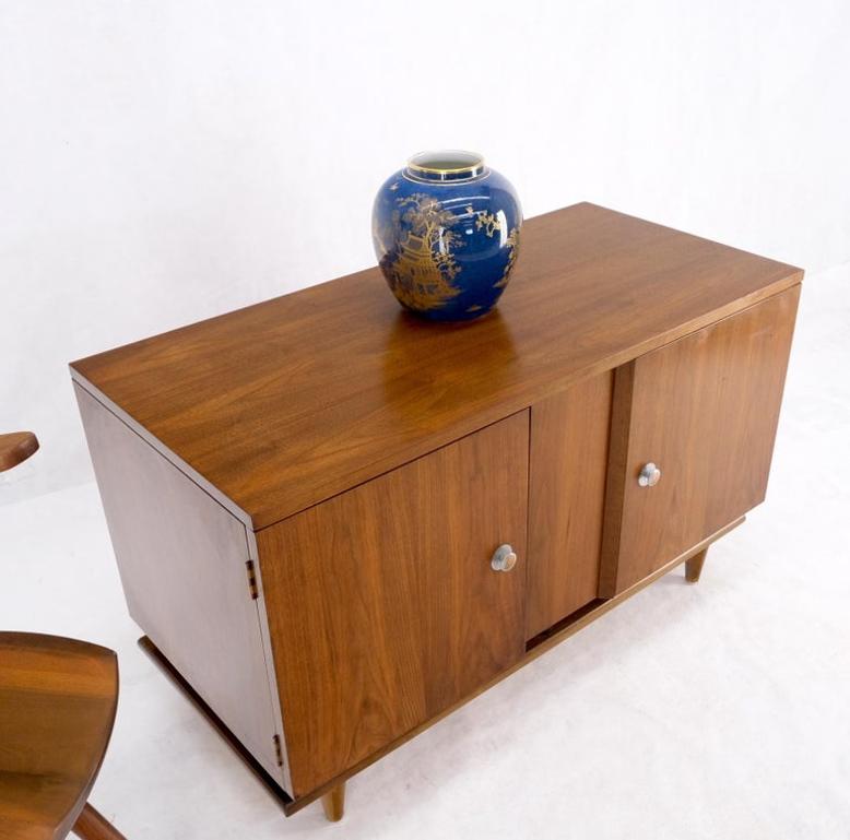 Mid-Century Modern Walnut Two Doors Floating Base Small Petit Credenza Mint