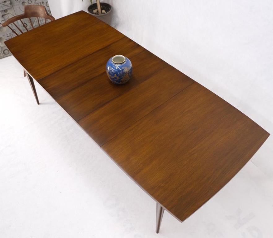 American Walnut Danish Modern Style Boat Shape Dining Table w/ 3 Leaves Mint