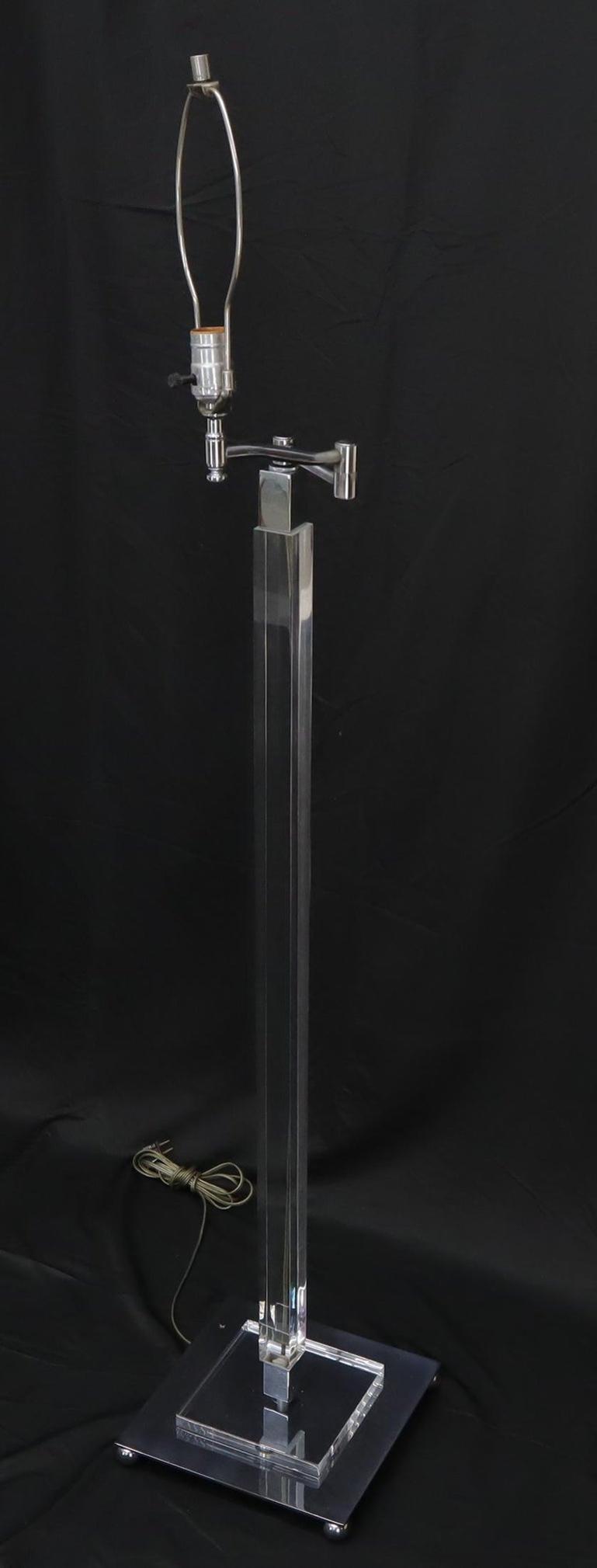 Mid-Century Modern Lucite Base Adjustable Floor Lamp