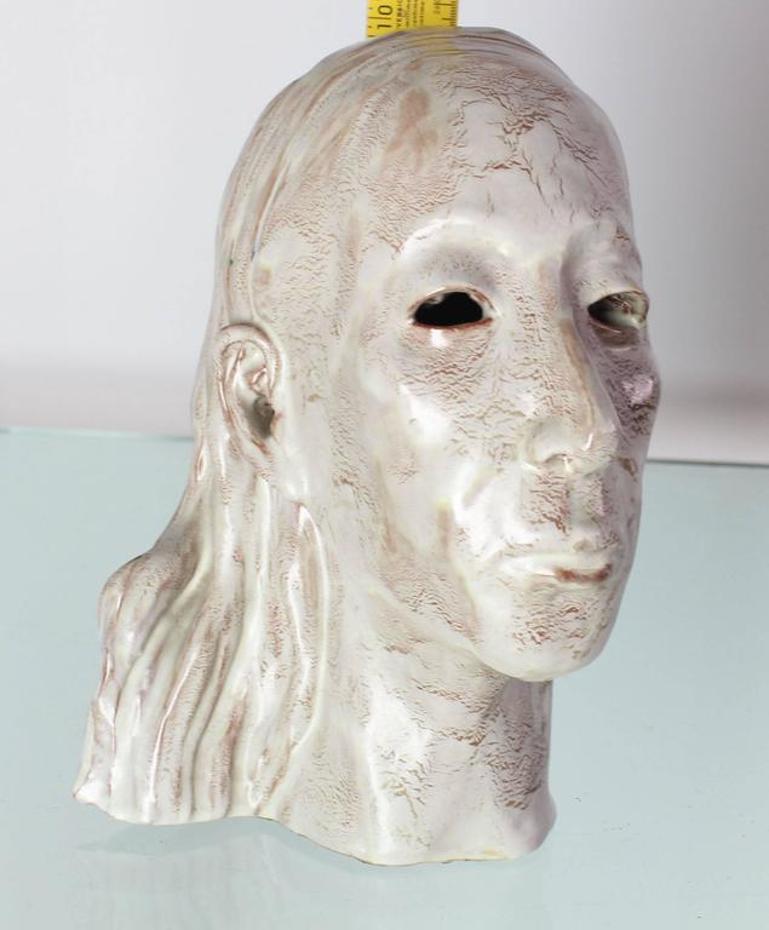 Pottery Glazed Ceramic Indian Head Sculpture Mask