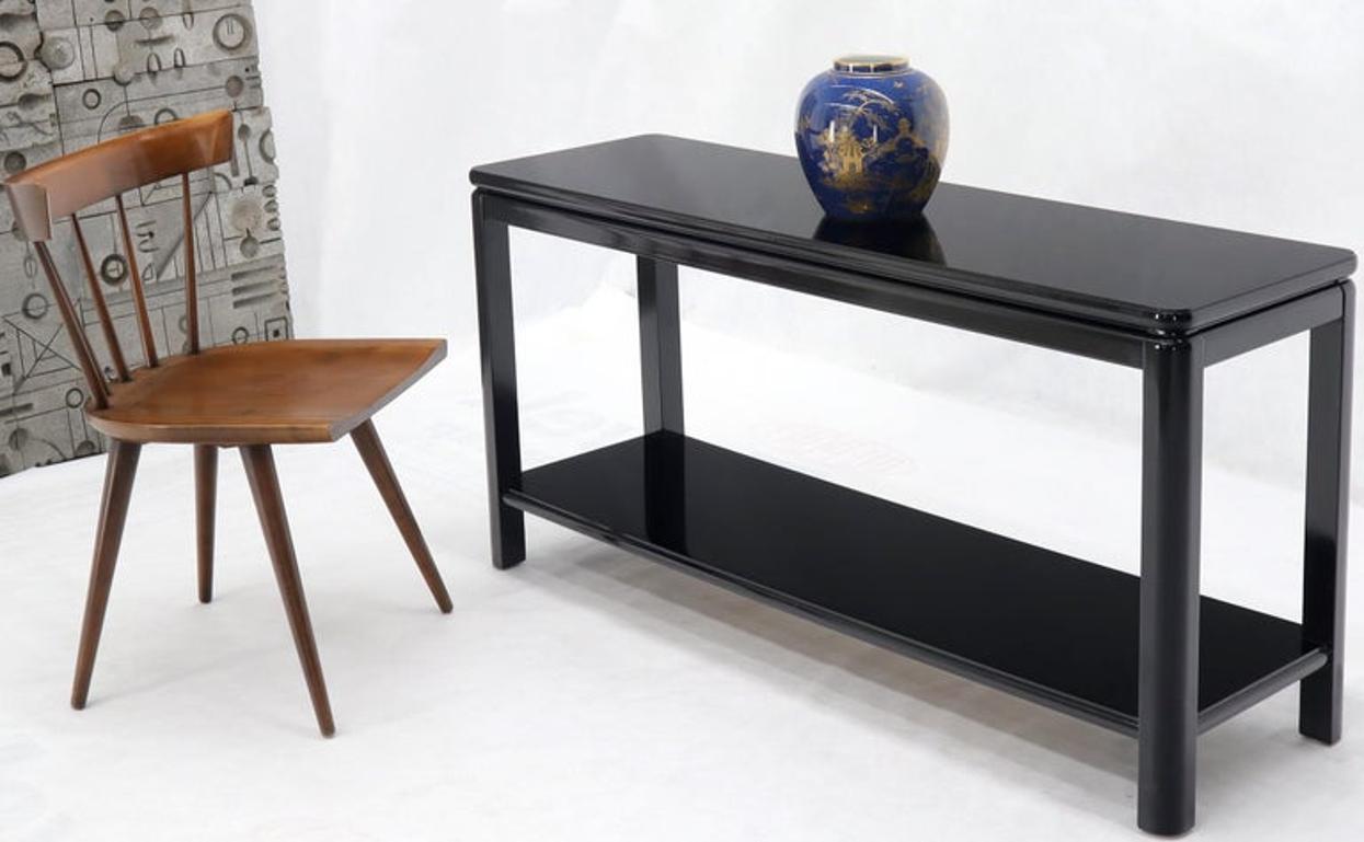 Black Lacquer Rectangular Two-Tier Console Sofa Table
