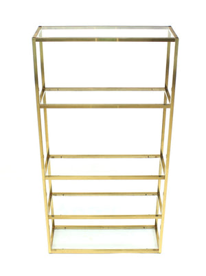 Solid Square Brass Tube Glass five Shelves  Etagere Display Fixture
