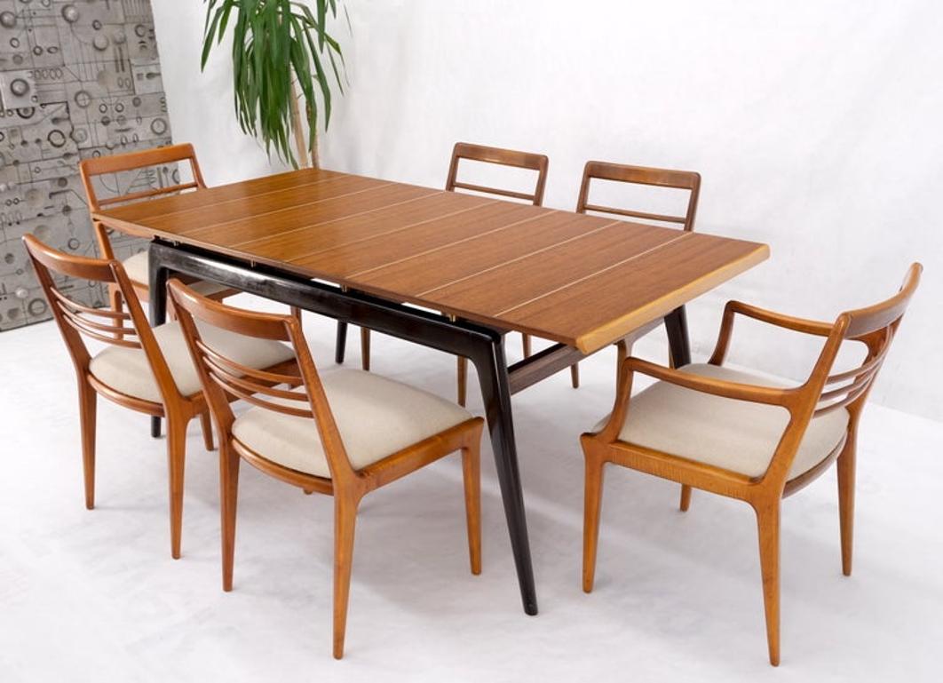 Italian Mid-Century Modern Dining Table 8 Chairs Set New Linen Upholstery Seats