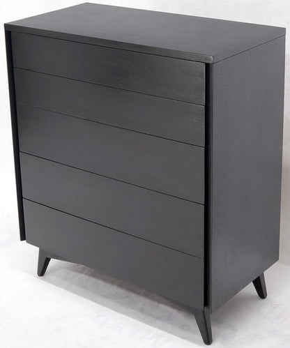 Five Drawers Black Lacquer Mahogany High Chest Dresser by John Stuart