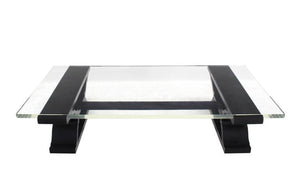 Very Large Heavy Ebonized Base Lucite Top Coffee Table