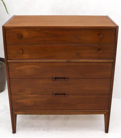 Oiled Walnut Mid-Century Modern High Chest 4 Drawers Dresser