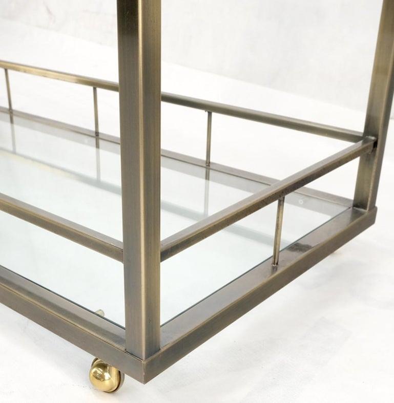 Brass Finish Glass Shelves 3 Tier Serving Bar Serving Cart W/ Gallery Mint!