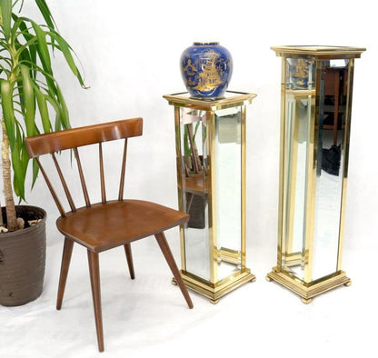 Square Brass and Mirror Panels Pedestals Stands