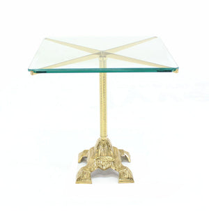 Cast Brass Base and Glass Top Side End Center Table Pedestal