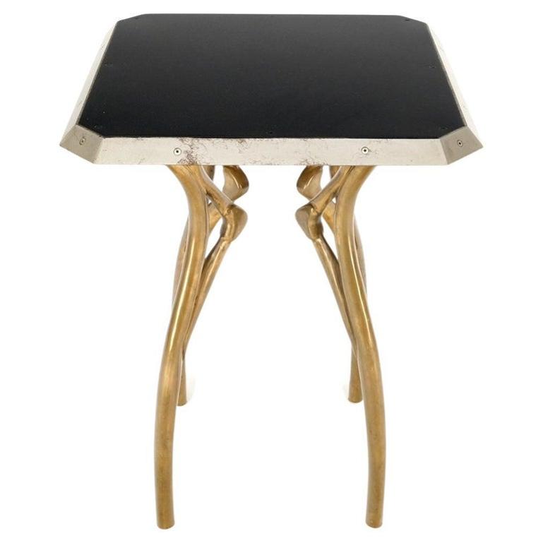 Heavy Cast Bronze Legs Studio Made Sculptural Side Cafe Petit Dining Table Stand