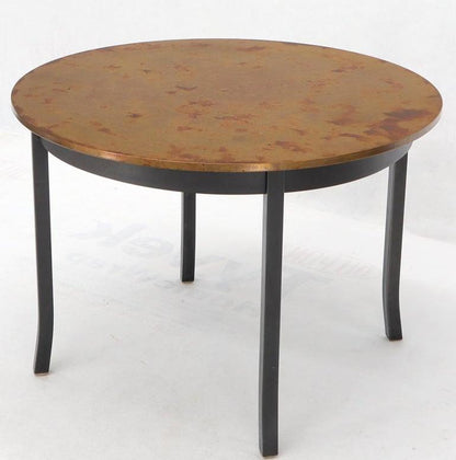 Round Copper Top Black Metal Base Dining Table