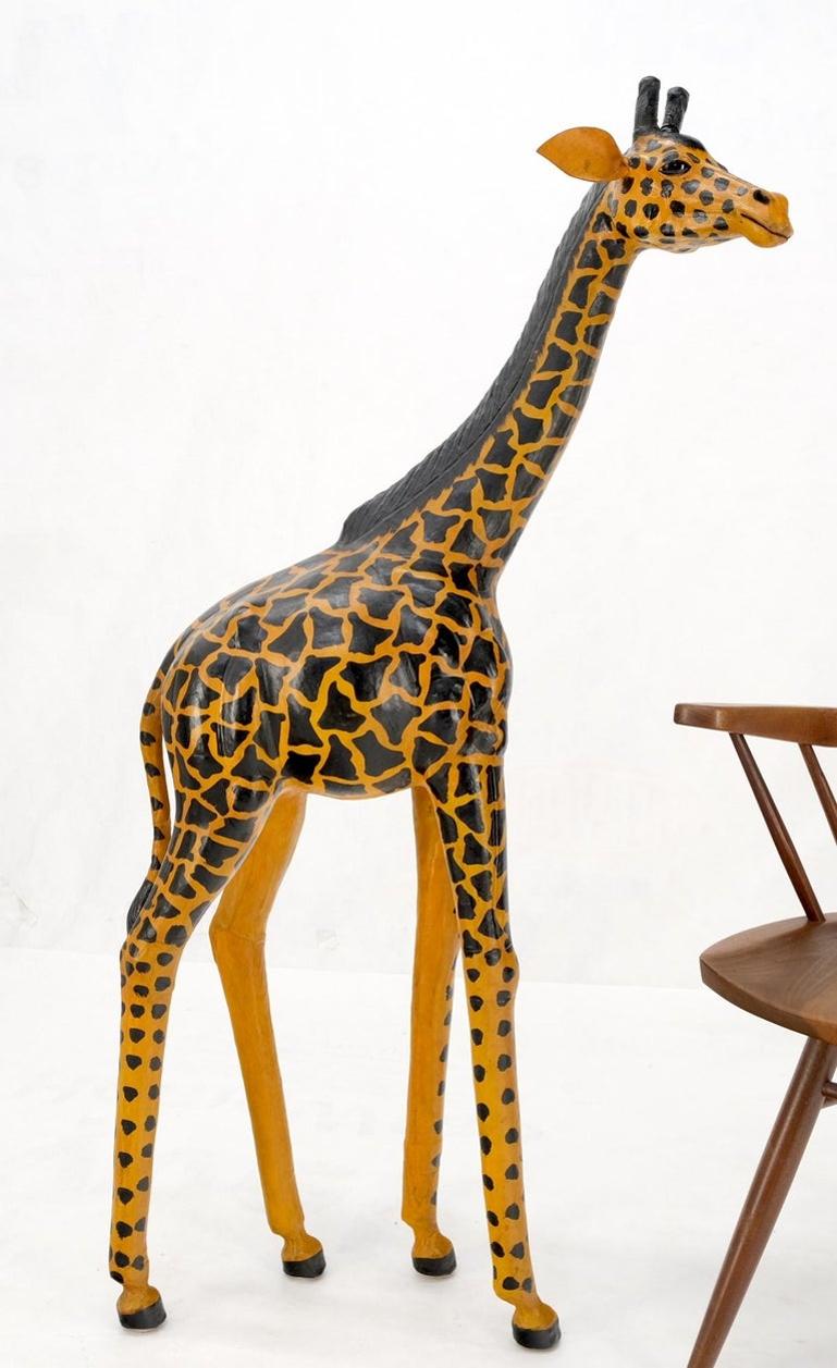 Large Tooled Leather Sculpture of a Giraffe