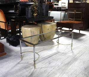 Glass Chrome and Brass Mid-Century Modern Rectangle Coffee Table