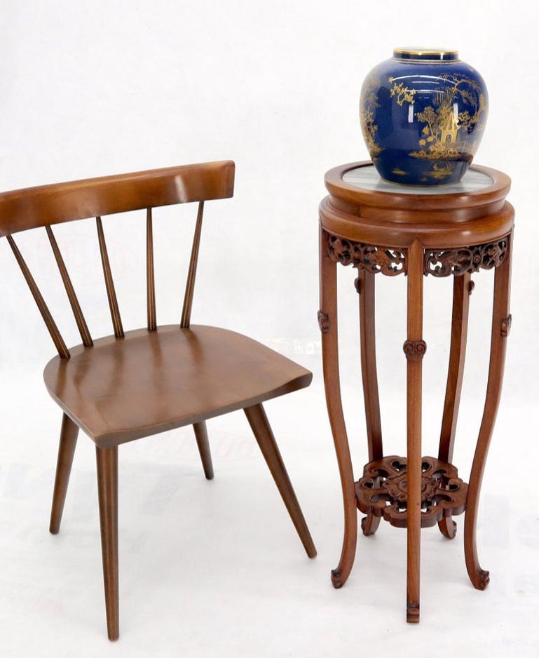 Chinese Carved Rosewood Marble Top Stand