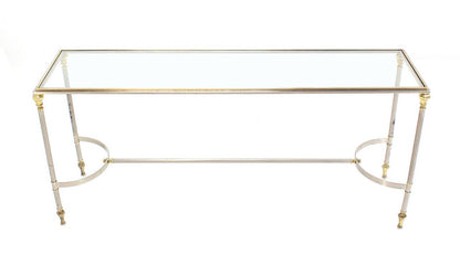 Brass, Chrome, and Glass-Top Console or Sofa Table