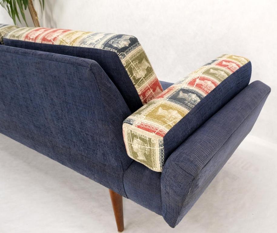 Adrian Pearsall Mid-Century Walnut Frame Stamps Theme Upholstery Gondola Sofa