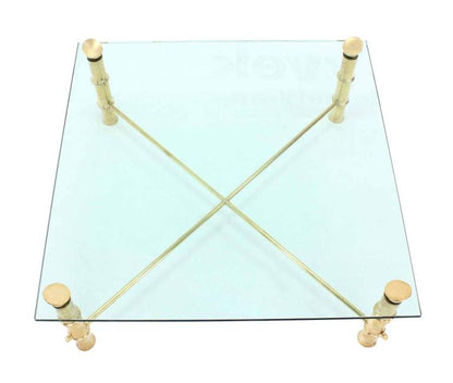 45x 45 Faux Bamboo Large Heavy Solid Cast Brass Legs Square Coffee Table