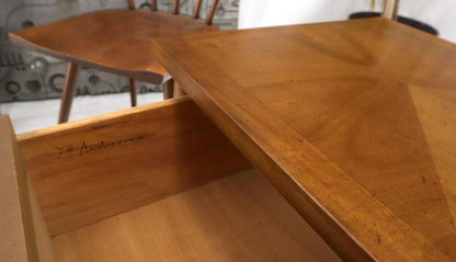 Mid-Century Modern Long Low Profile Credenza with Round Ring Drop Pulls