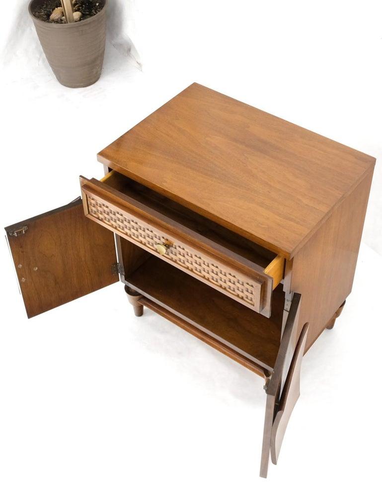 Heavy Turned Solid Walnut Legs Floating Lattice Ornament 1 Drawer Nightstand