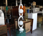 Unusual Mid-Century Modern "C" Shape Table Lamp with Glass Globes Shades