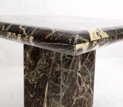 Pair of Square Black & Dark Red & White Veins Marble Side End Tables Stands Mint