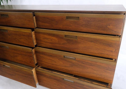 Mid Century Danish Modern Walnut 11 Drawers Dresser Credenza 2 Doors Compartment